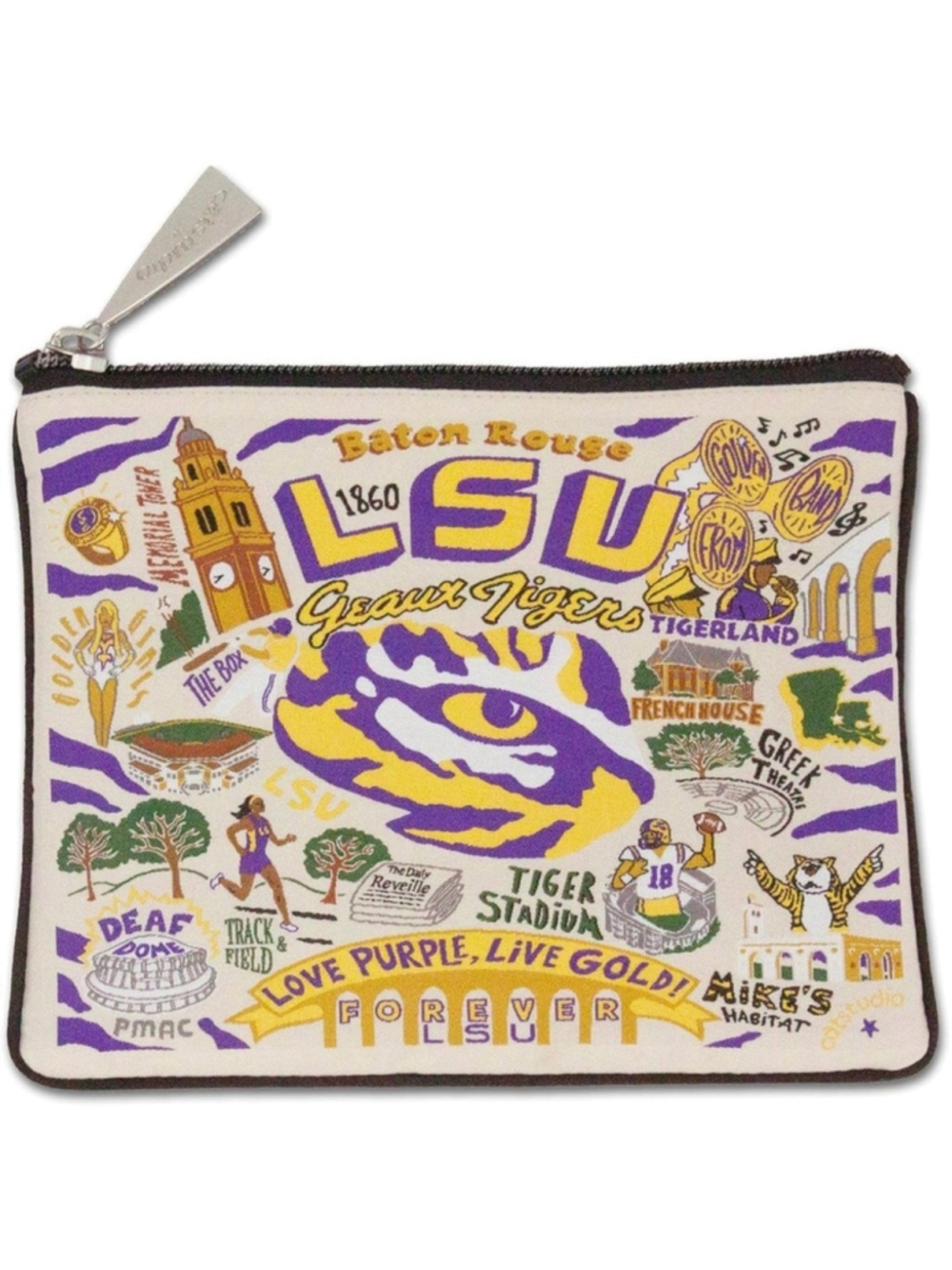 Catstudio Collegiate LSU Louisiana State University Zipper Pouch Travel Bag NWT
